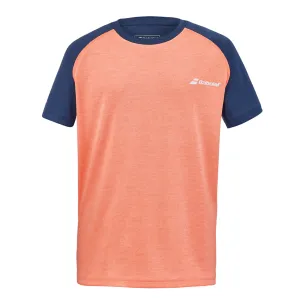 Babolat Play Crew Neck Boy Tee - Fluro Strike/Estate Blue