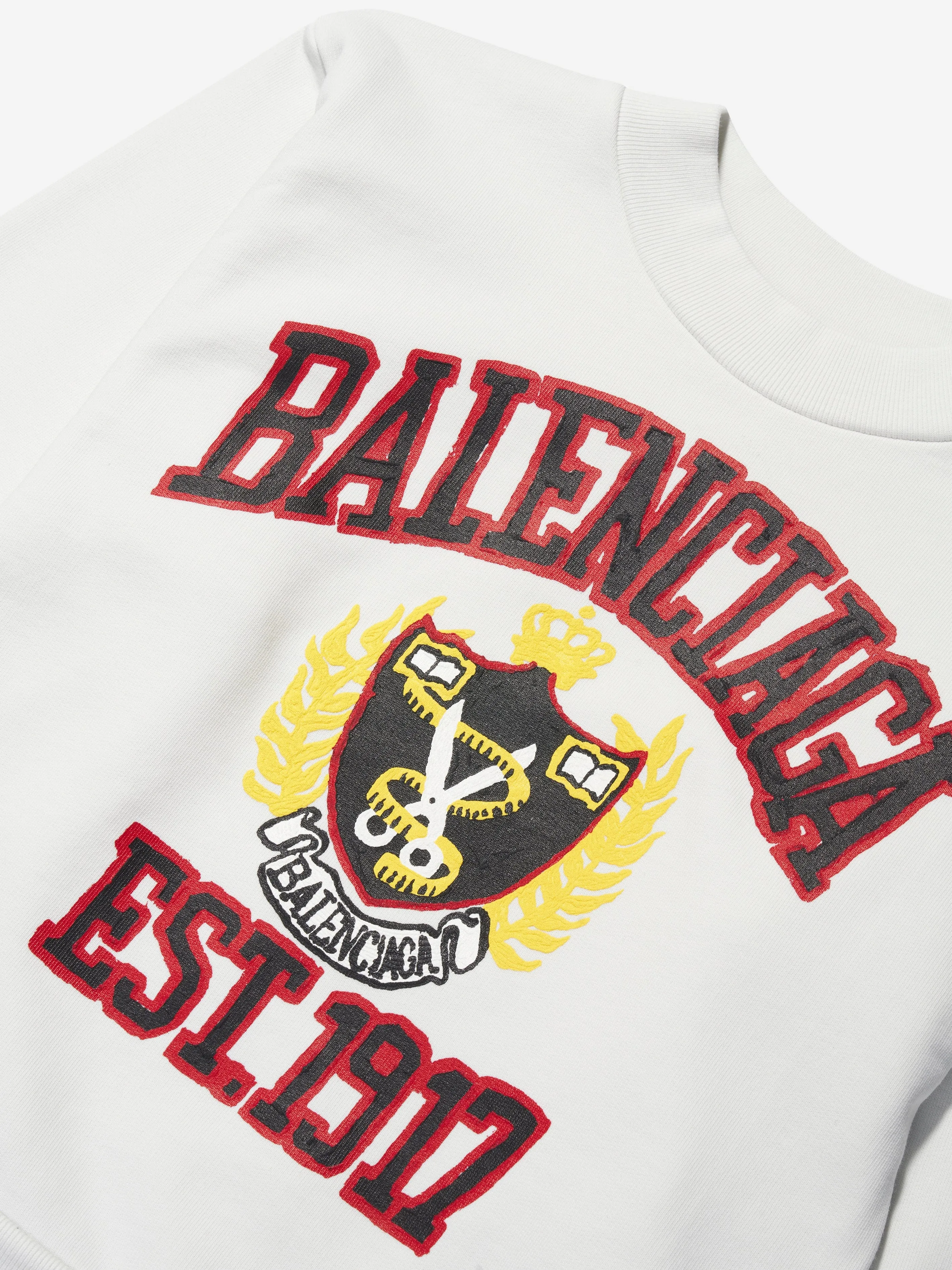 Balenciaga Kids Varsity Logo Sweatshirt in White