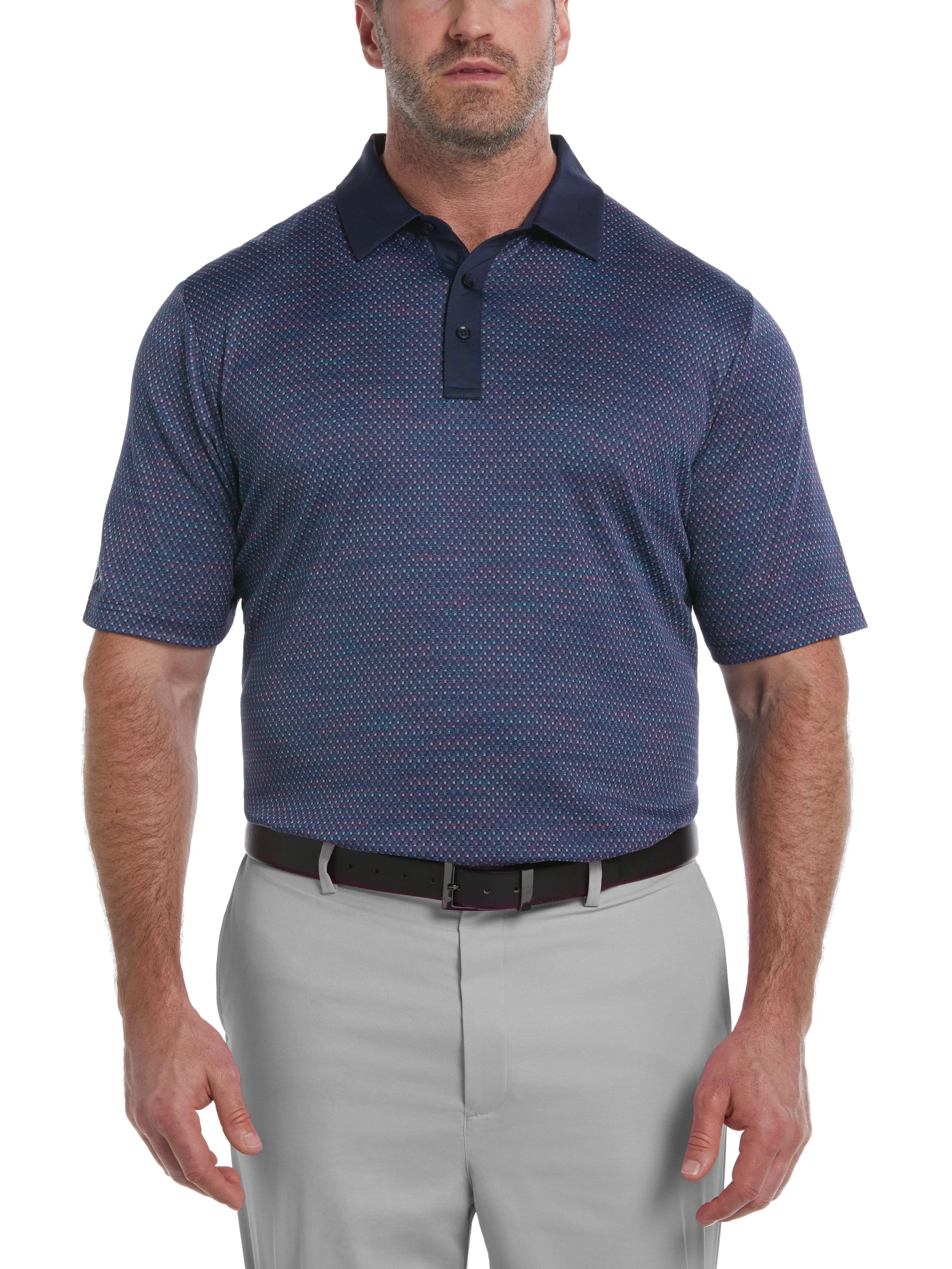 Big & Tall Oxford Jacquard Geo Print Golf Polo