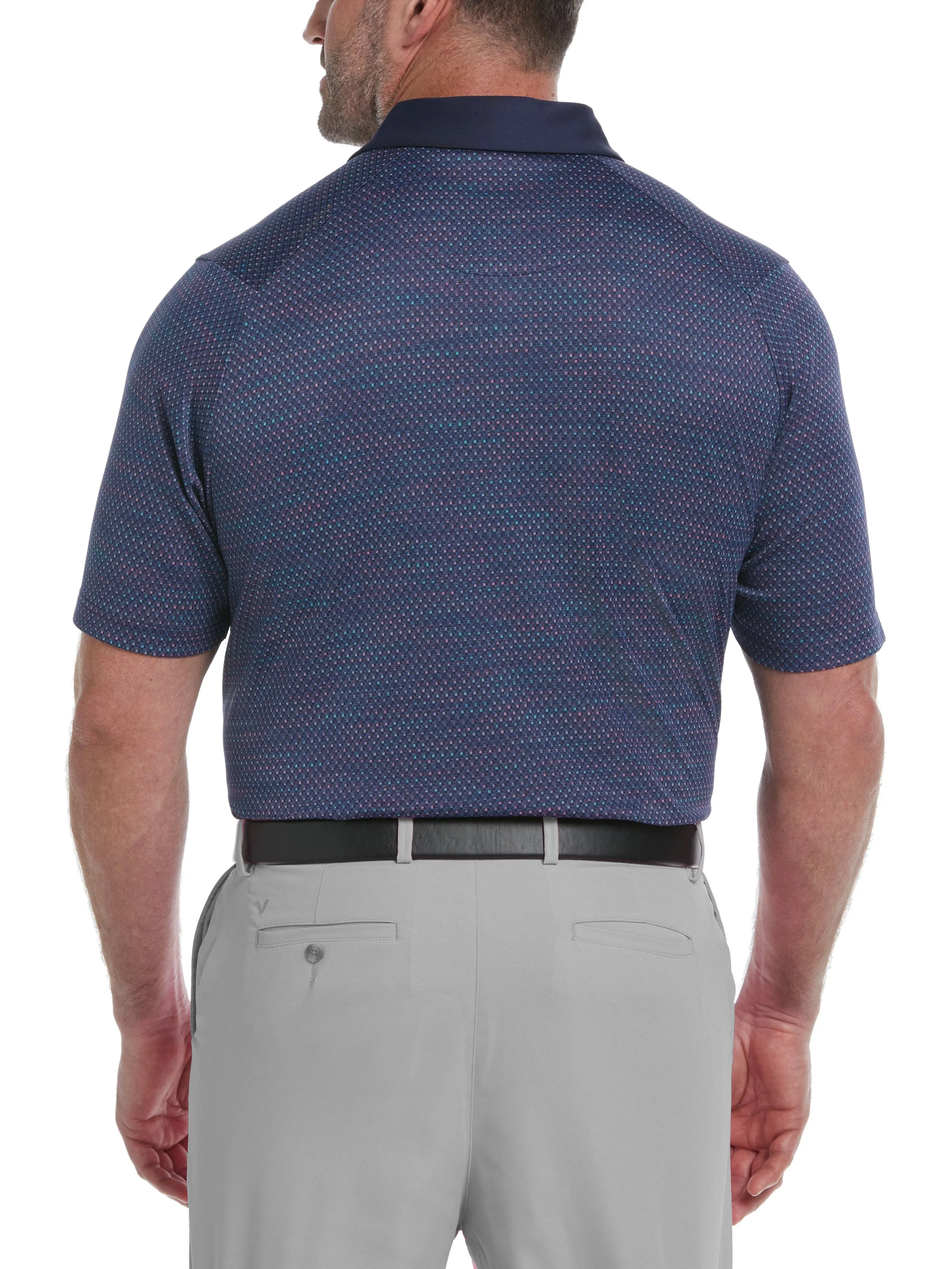 Big & Tall Oxford Jacquard Geo Print Golf Polo