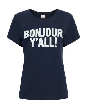 Bonjour Y'all Tee (Navy/White)