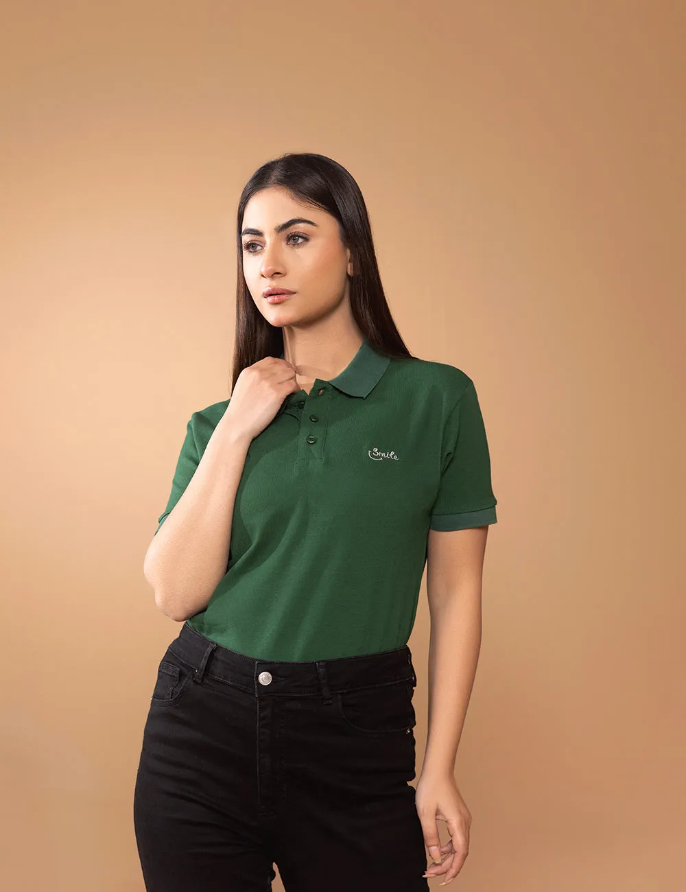 Bottle Green Women Polo Shirt