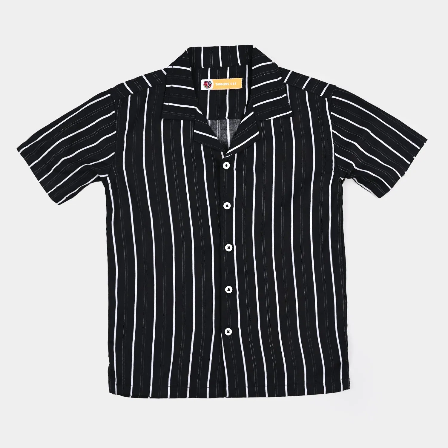 Boys Cotton Casual Shirt Stripes - BLACK