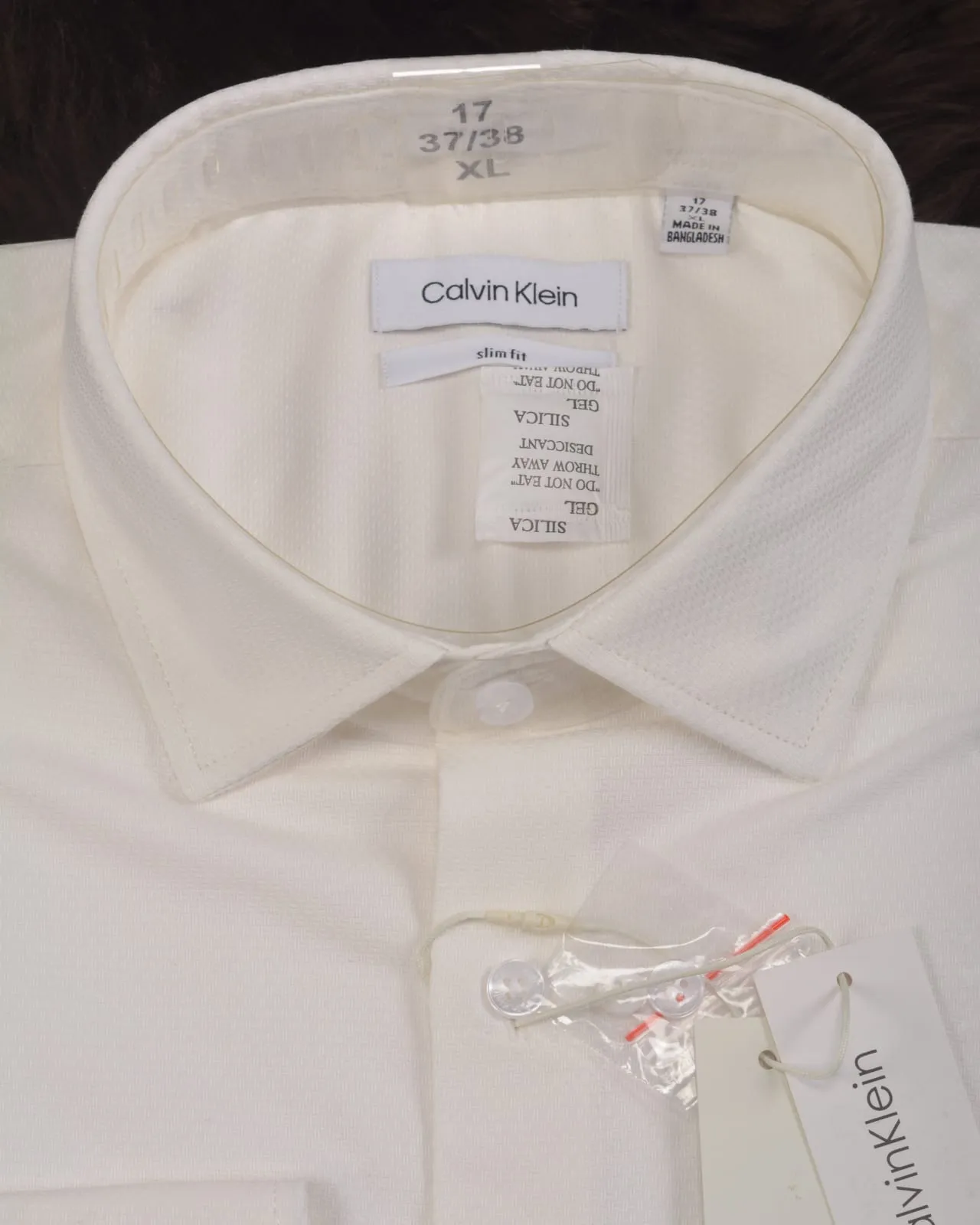 Calvin klein Steel Solid Herringbone Dress Shirt WHITE