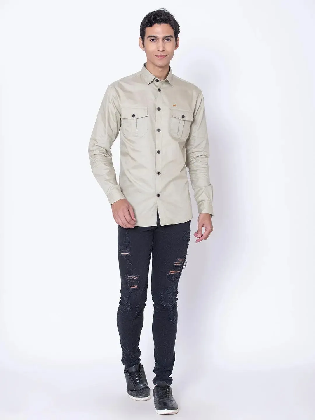 Caramel Double Pocket Casual Shirt