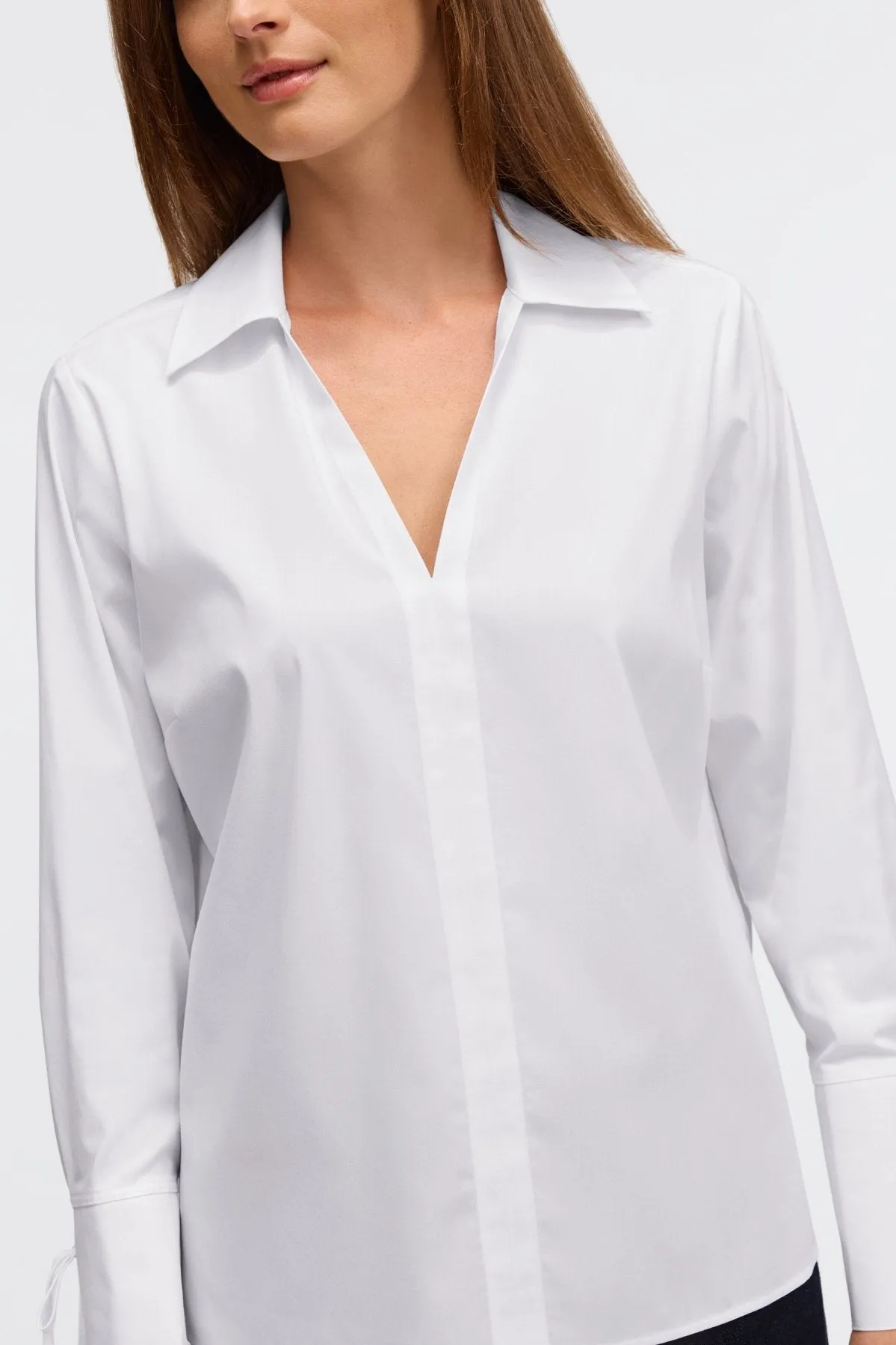 Carla Stretch No Iron Tie Sleeve Popover