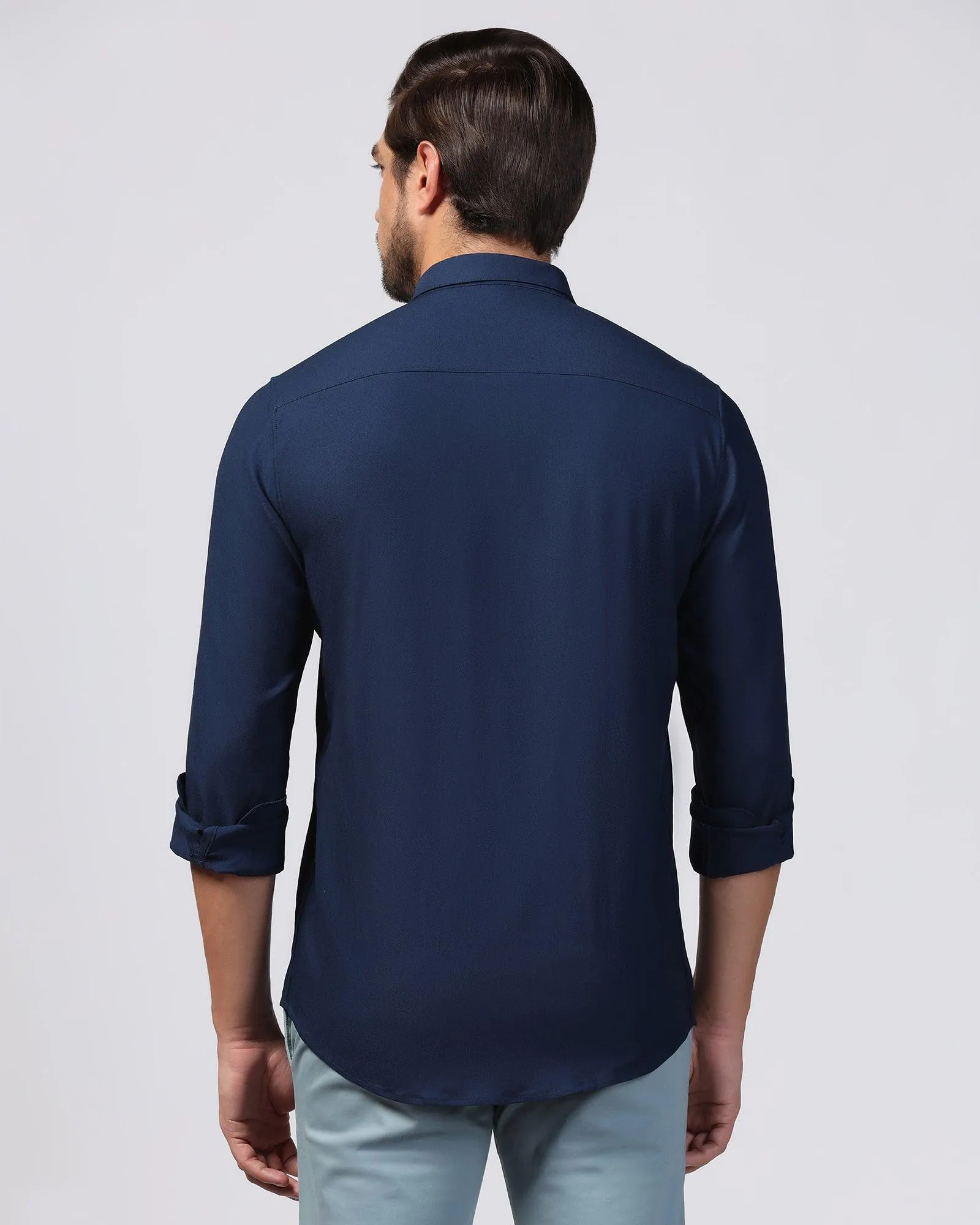 Casual Navy Solid Shirt - Gerald