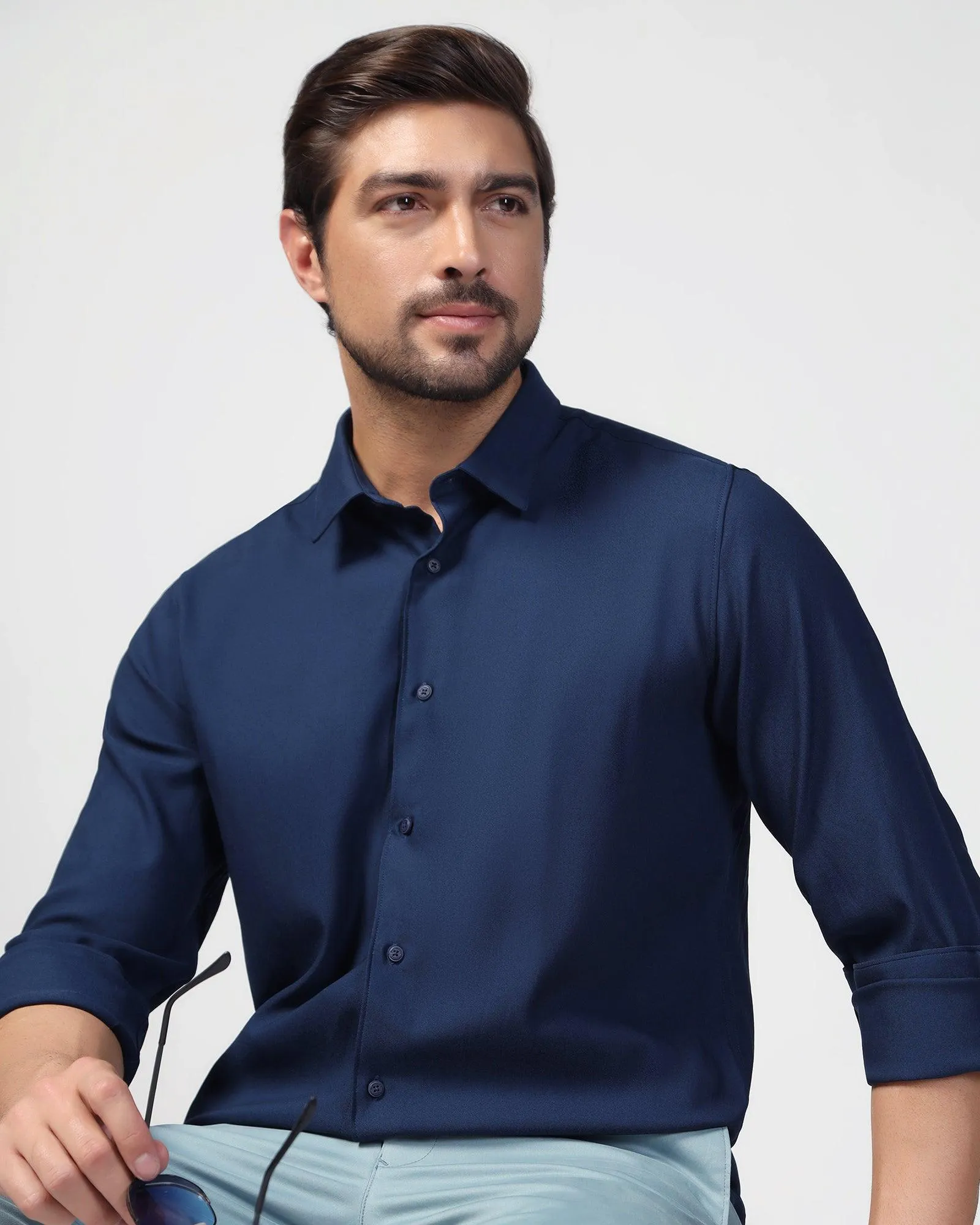 Casual Navy Solid Shirt - Gerald