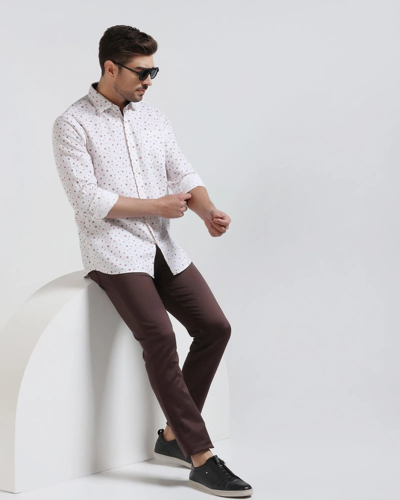 Casual White Printed Shirt - Rider