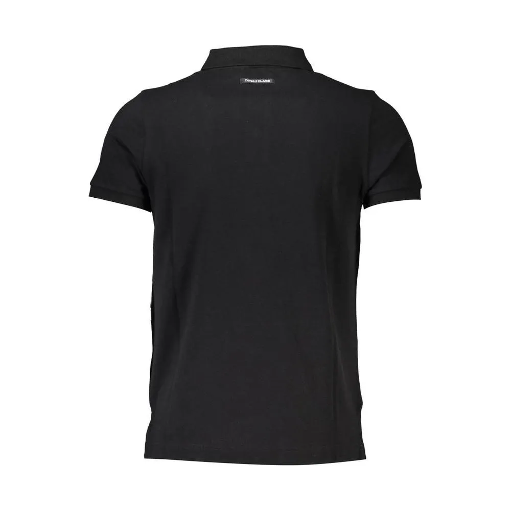 Cavalli Class Black Cotton Mens Polo Shirt