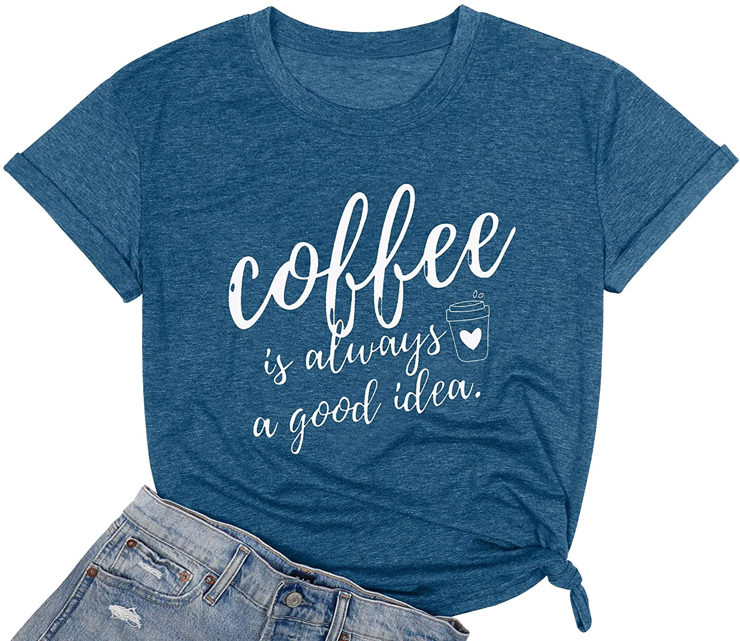 Coffee Shirt Women Coffee is Always A Good Idea Shirt Short Sleeve Coffee Shirts Funny Sayings Casual Tee Tops