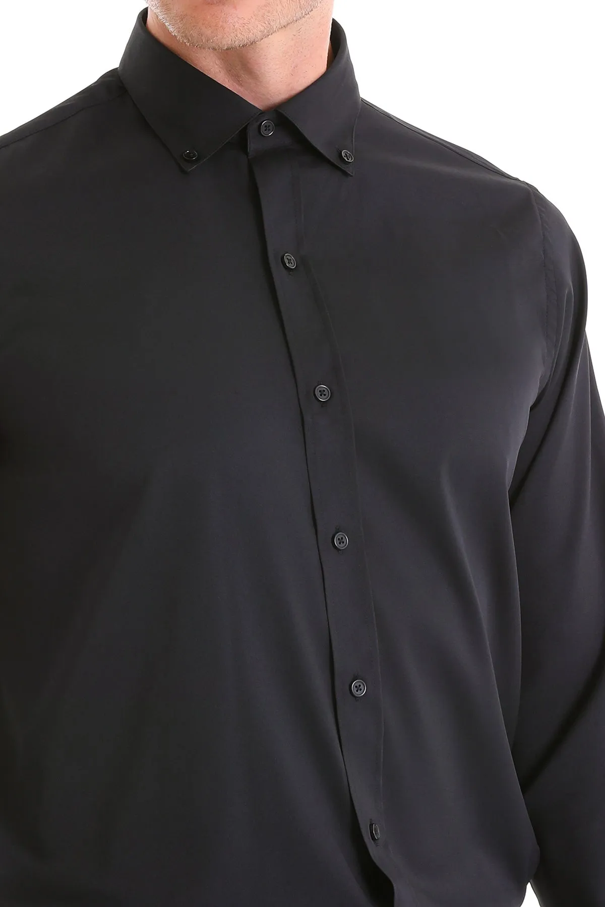 Comfort Fit Long Sleeve Black Casual Shirt