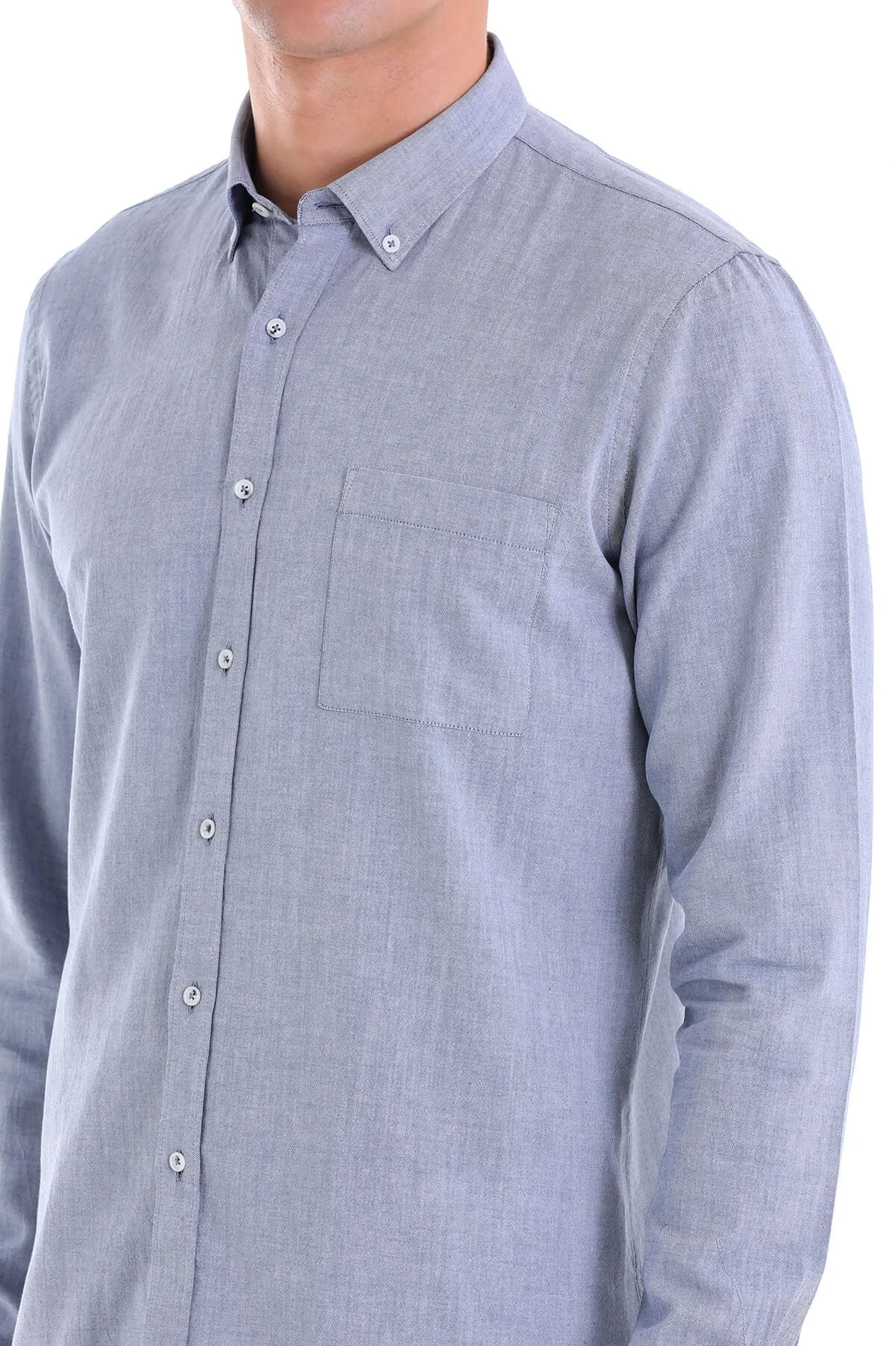 Comfort Fit Long Sleeve Cotton Light Navy Casual Shirt