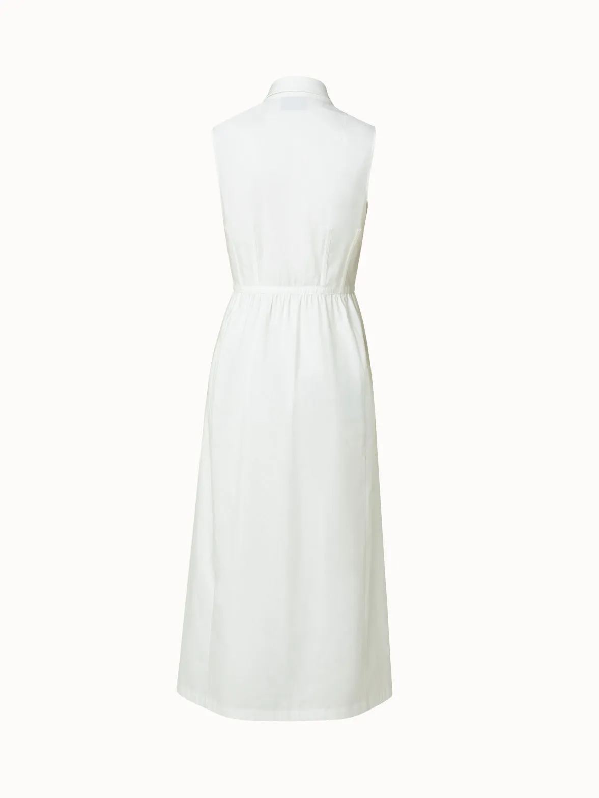 Cotton Stretch Poplin Sleeveless Shirt Dress with Apron Detail