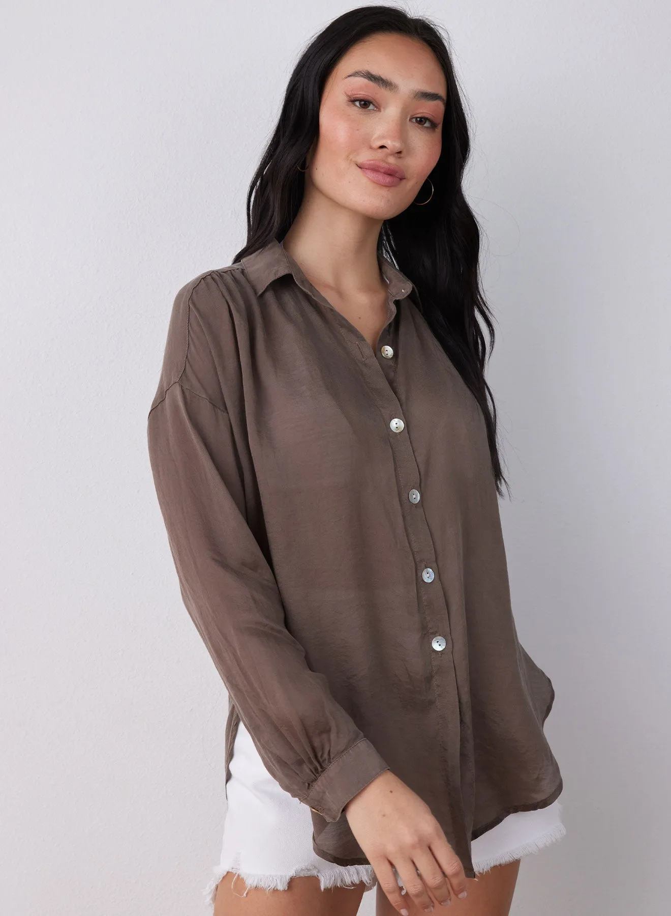 Flowy Beach Shirt - Sierra Brown