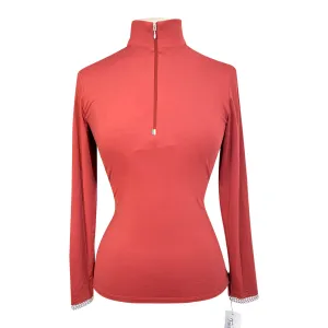 For Horses 'Gioconda' Long Sleeve Schooling Shirt in Red - Women's Medium