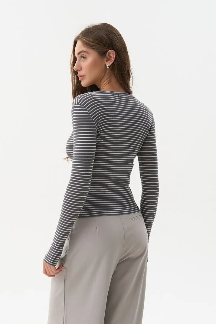 Grey Striped Long Sleeve