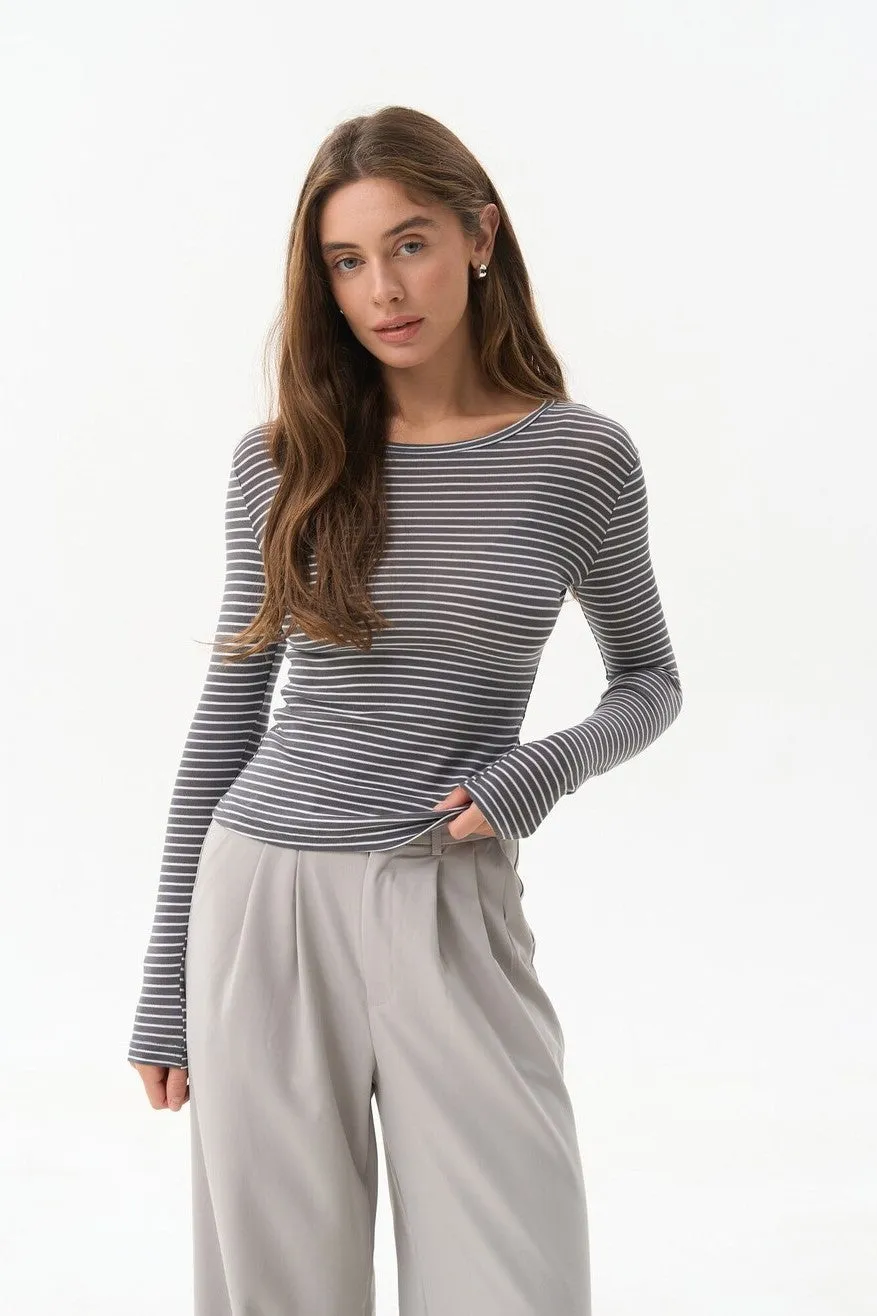 Grey Striped Long Sleeve