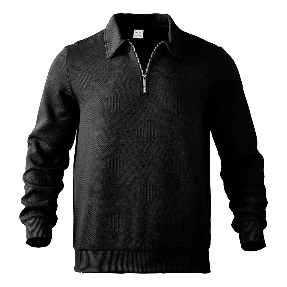 HALF ZIP HOODIE WITH SIMPLE AND VERSATILE COLLAR, MEN'S LONG SLEEVED SHIRT