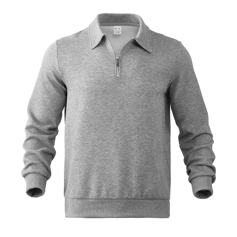 HALF ZIP HOODIE WITH SIMPLE AND VERSATILE COLLAR, MEN'S LONG SLEEVED SHIRT