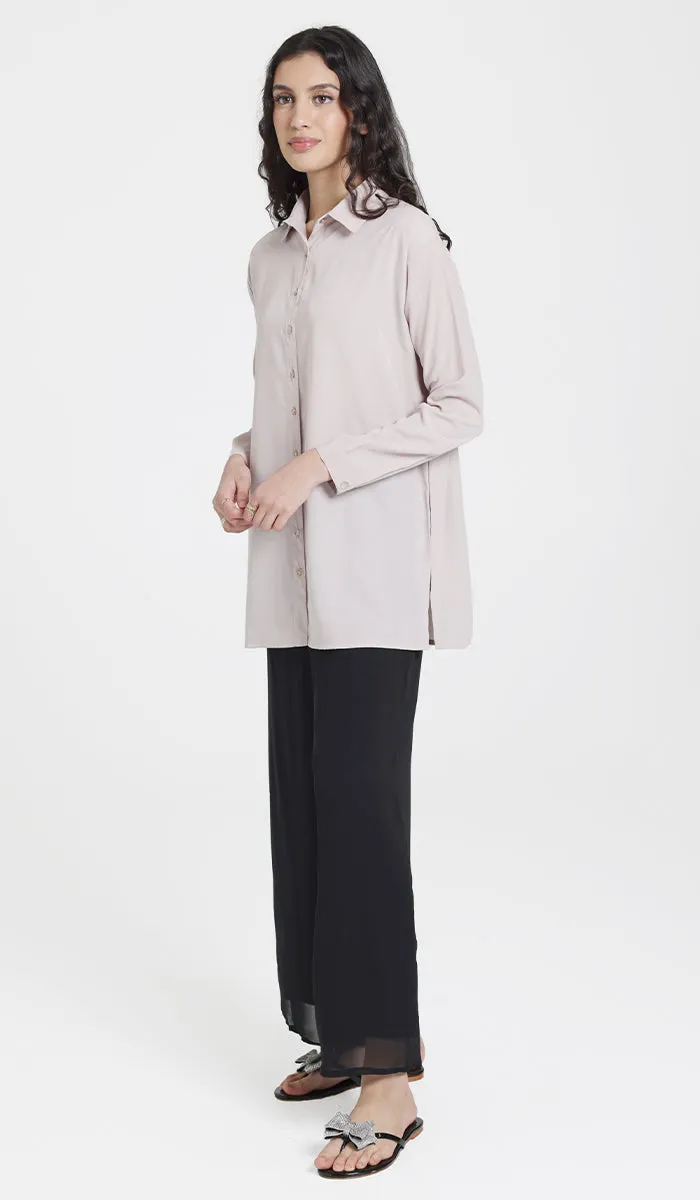 Hania Loose Button Down Shirt - Blush