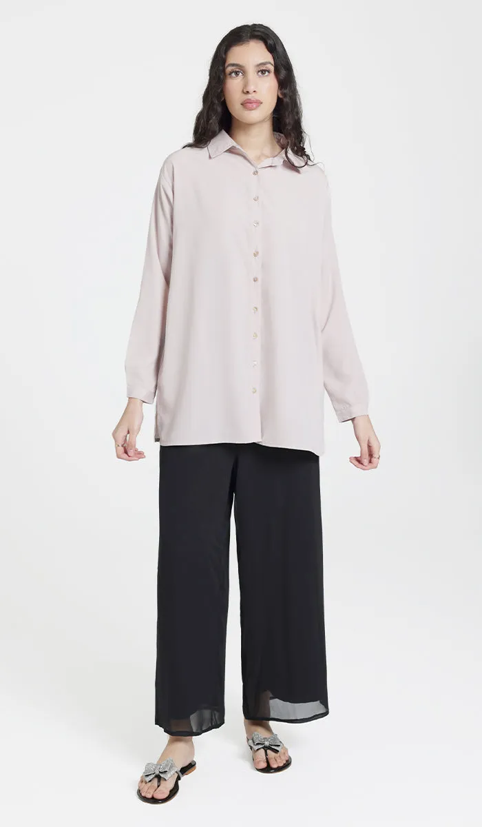 Hania Loose Button Down Shirt - Blush