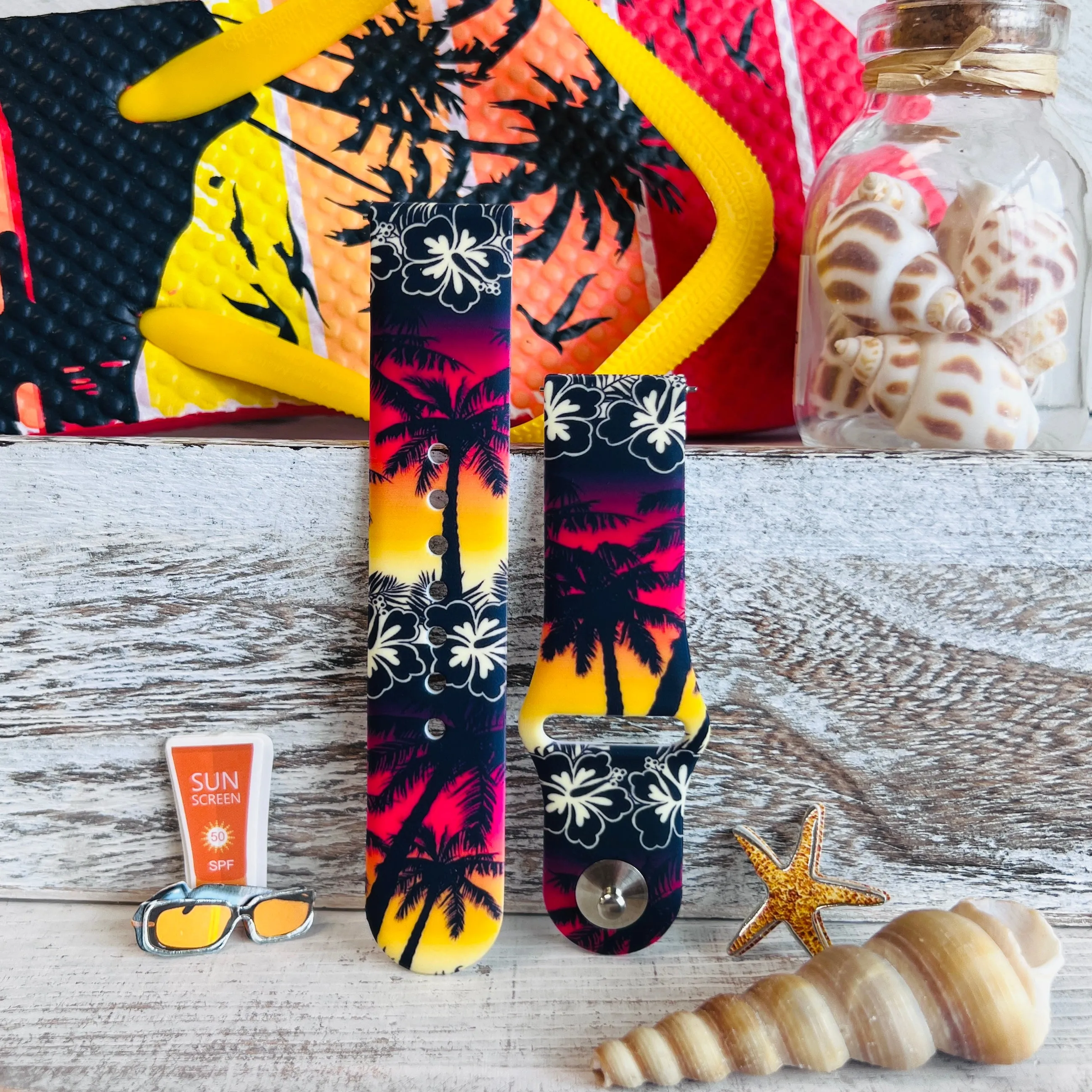 Hawaiian Shirt Print Silicone Band For Samsung Watch