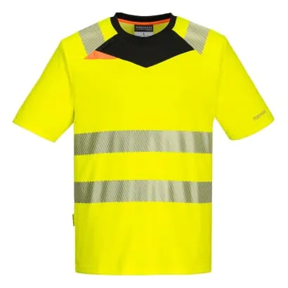 High Visibility Portwest DX4 Wicking Work Tee Shirt with Contrast - RIS 3279-DX413