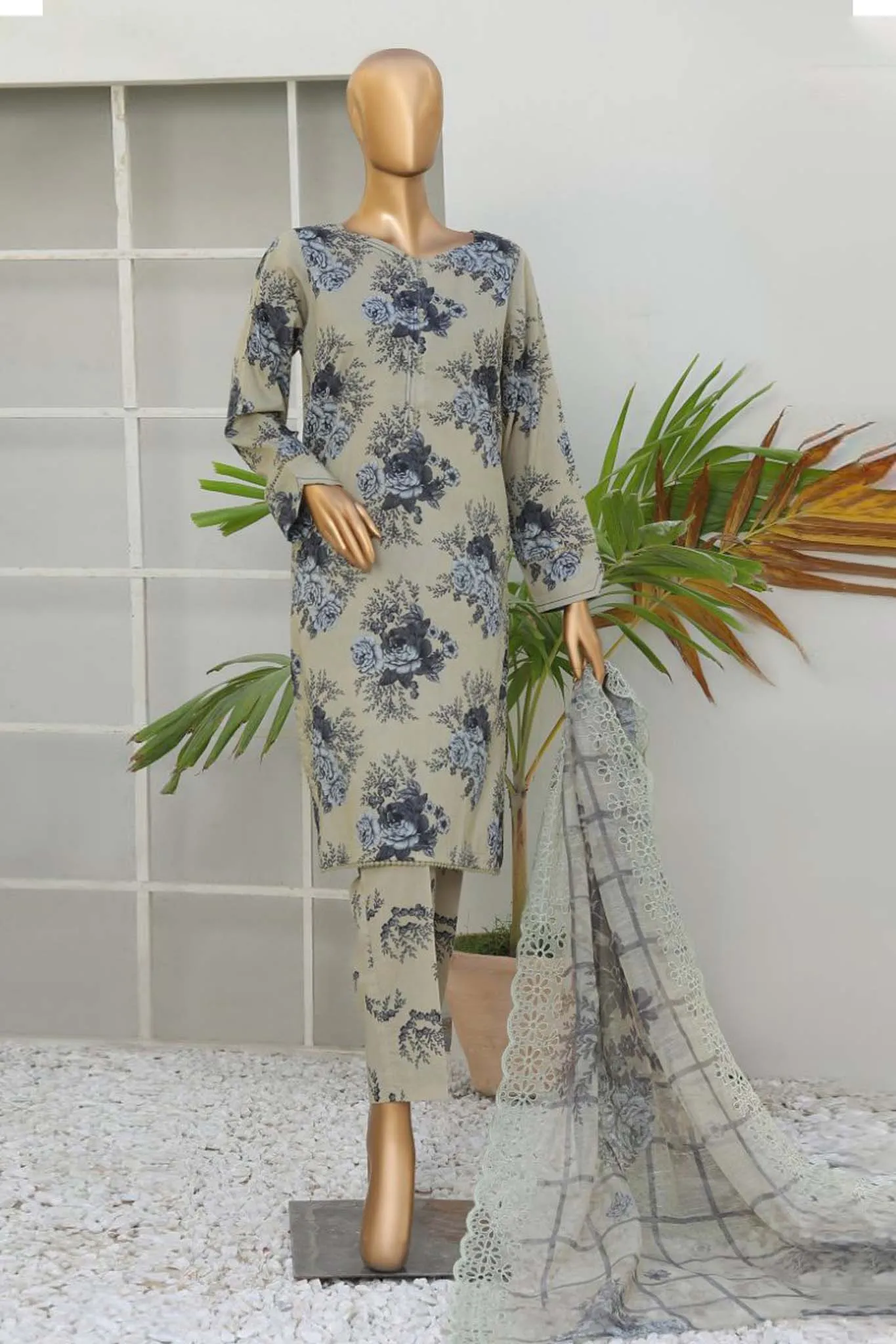 Hz Unstitched 3 Piece Bold Co Ords Print Cotton Collection'2023-BCE-58