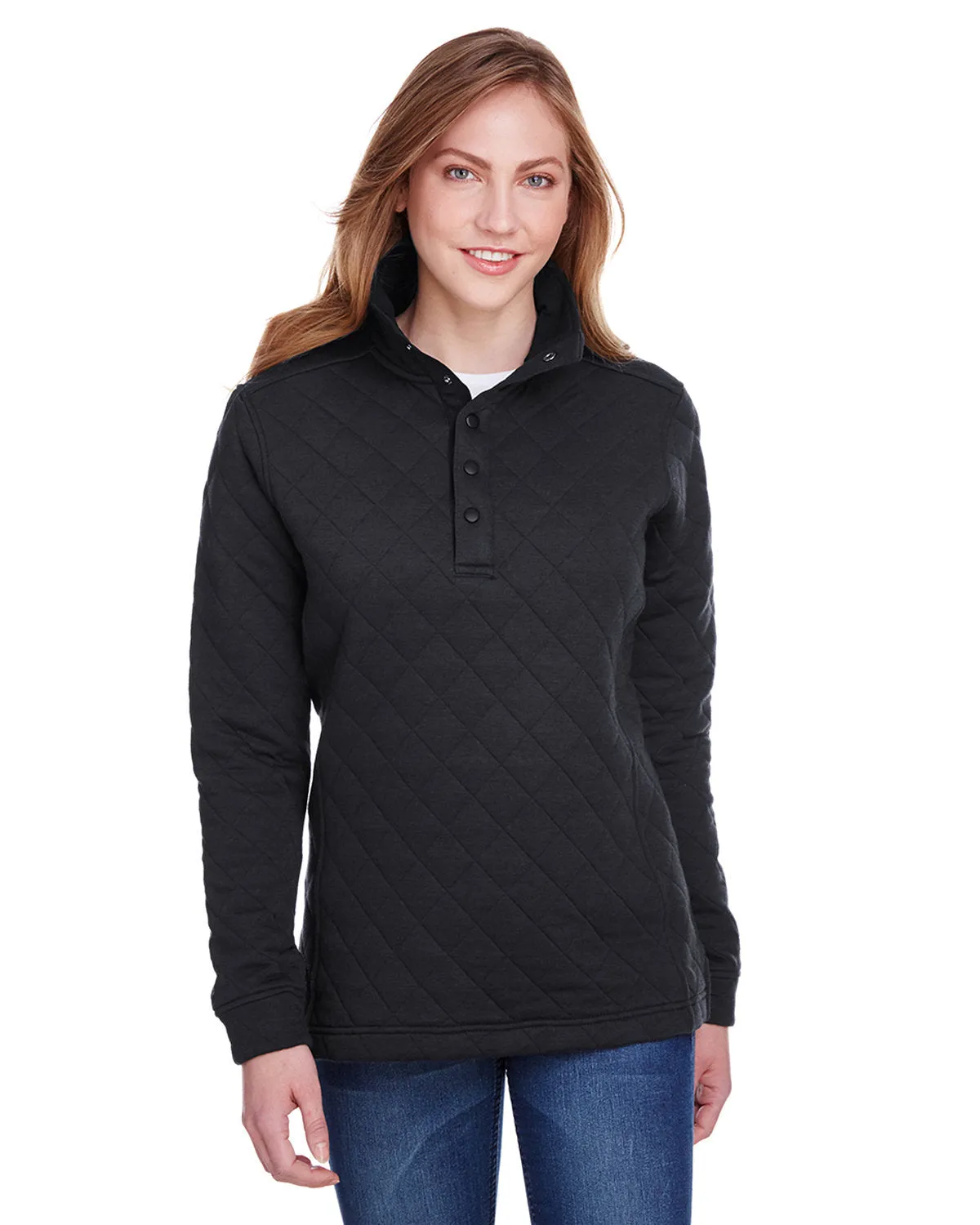 J America JA8891 Ladies' Quilted Snap Pullover