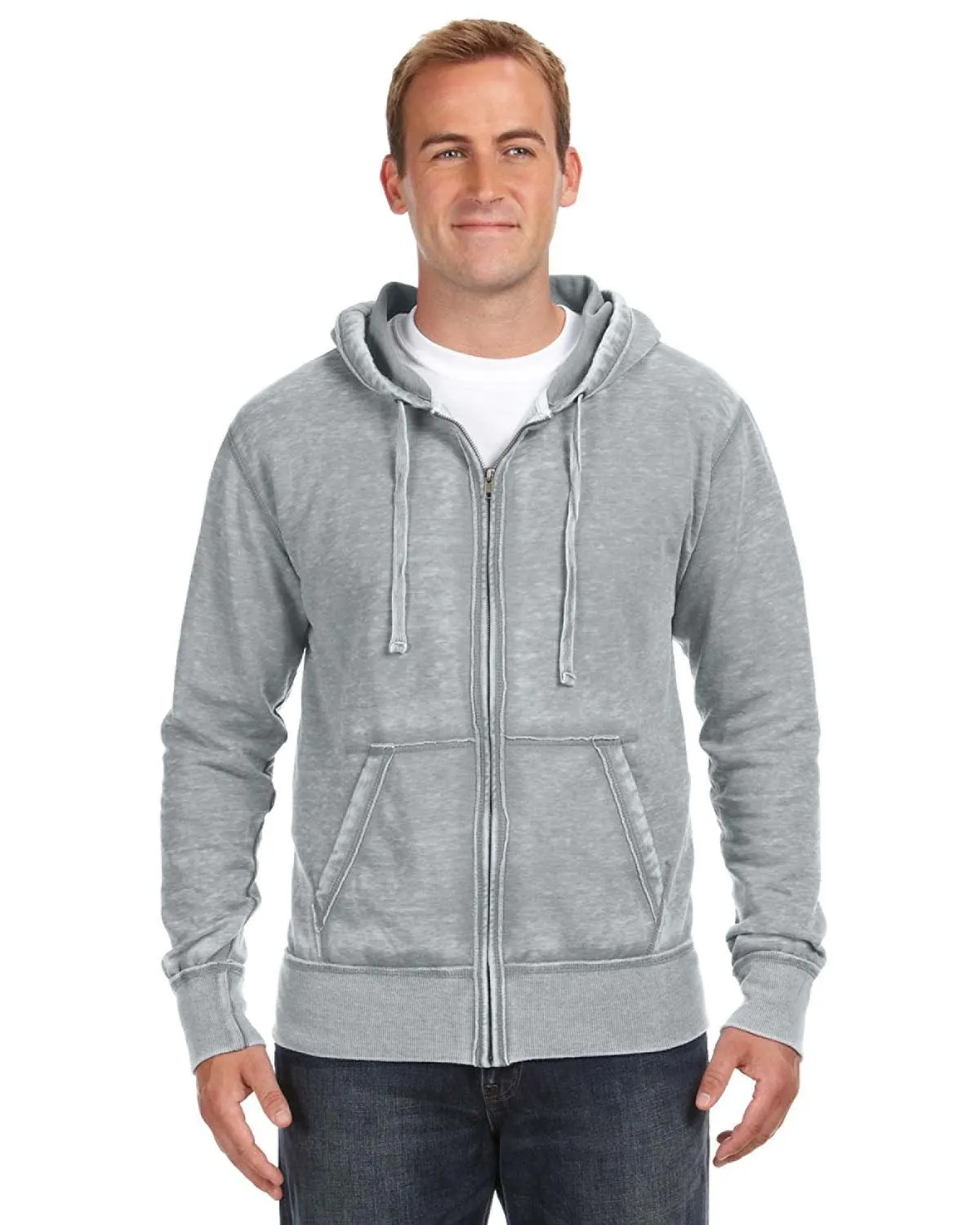 J America JA8916 Adult Vintage Zen Full-Zip Fleece Hooded Sweatshirt