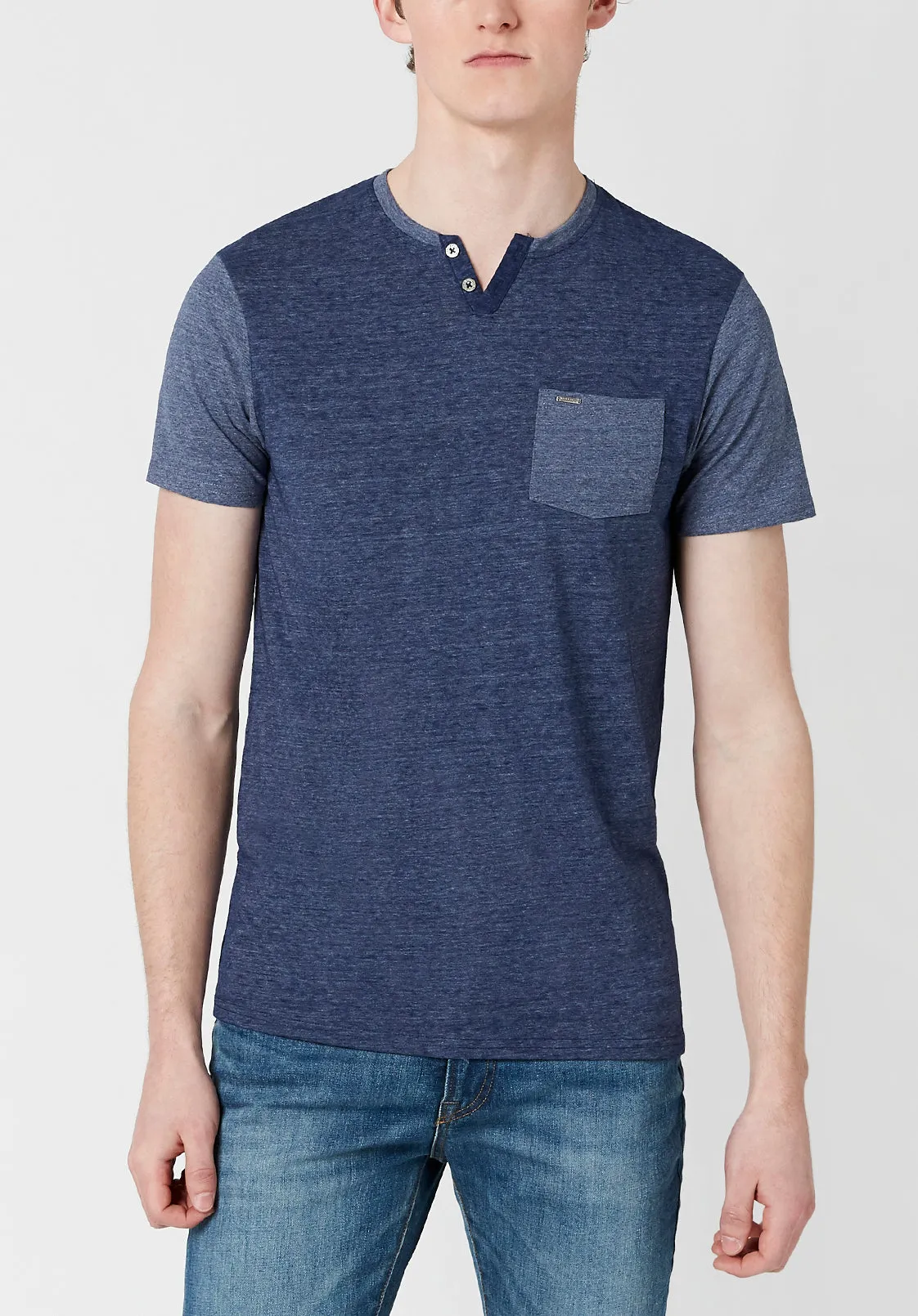 Kaddy Men's T-Shirt with Tonal Trim in Navy - BM23555