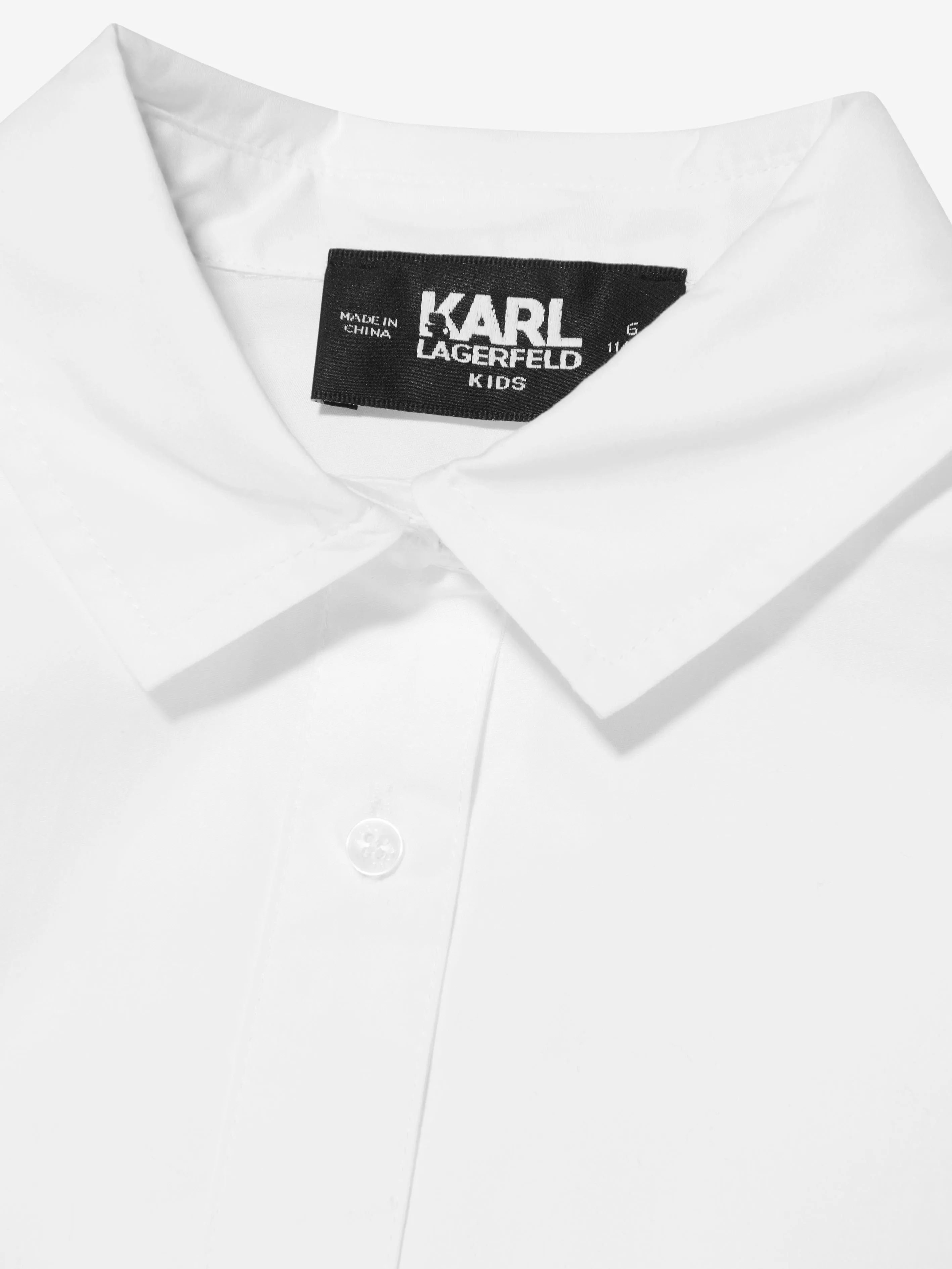 Karl Lagerfeld Girls Logo Tape Shirt Dress in White