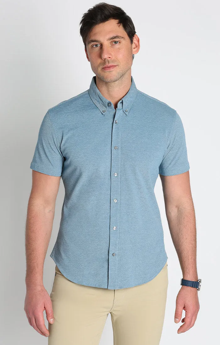 Knit Oxford Stretch Short Sleeve Shirt