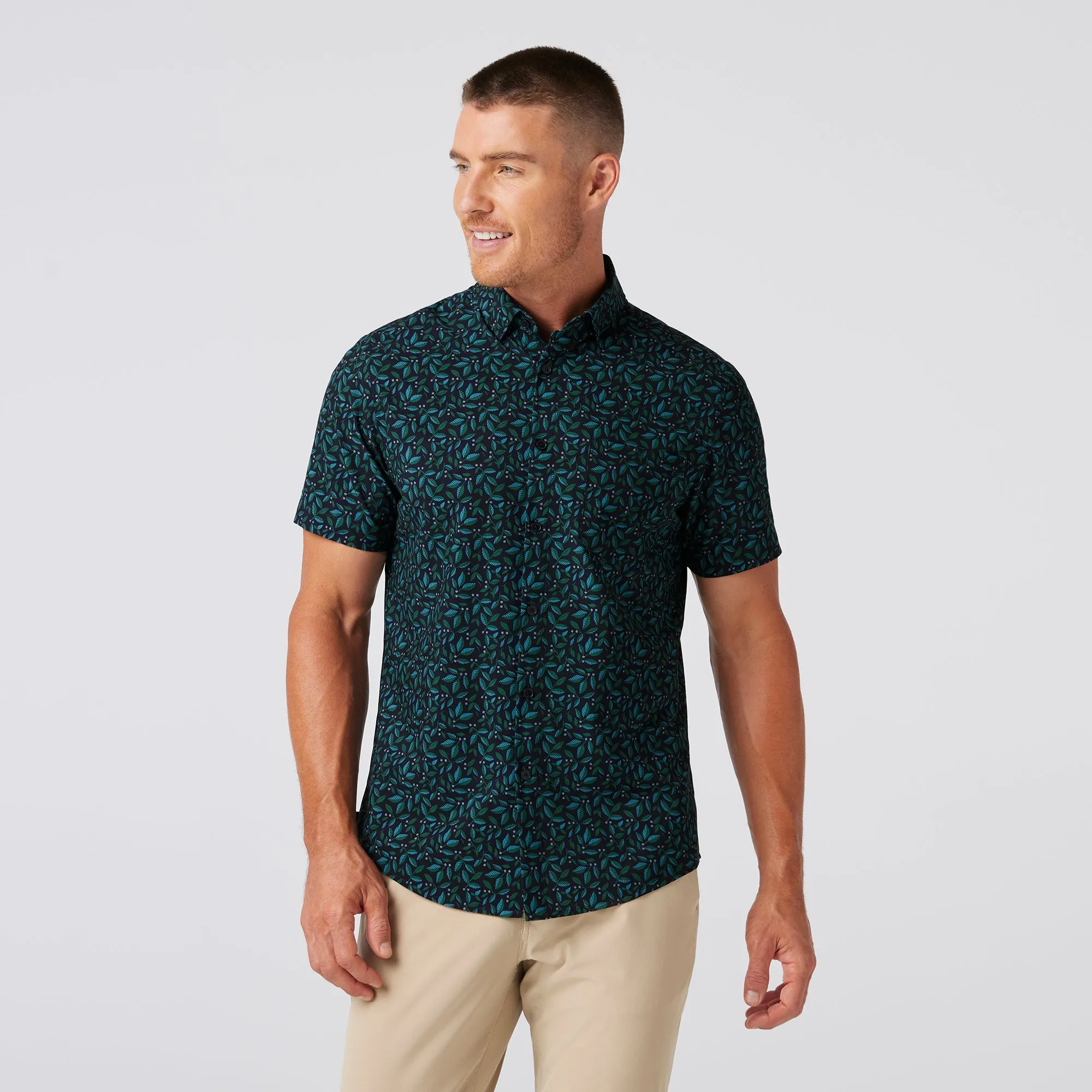 Leeward Dress Shirt - Navy Foliage