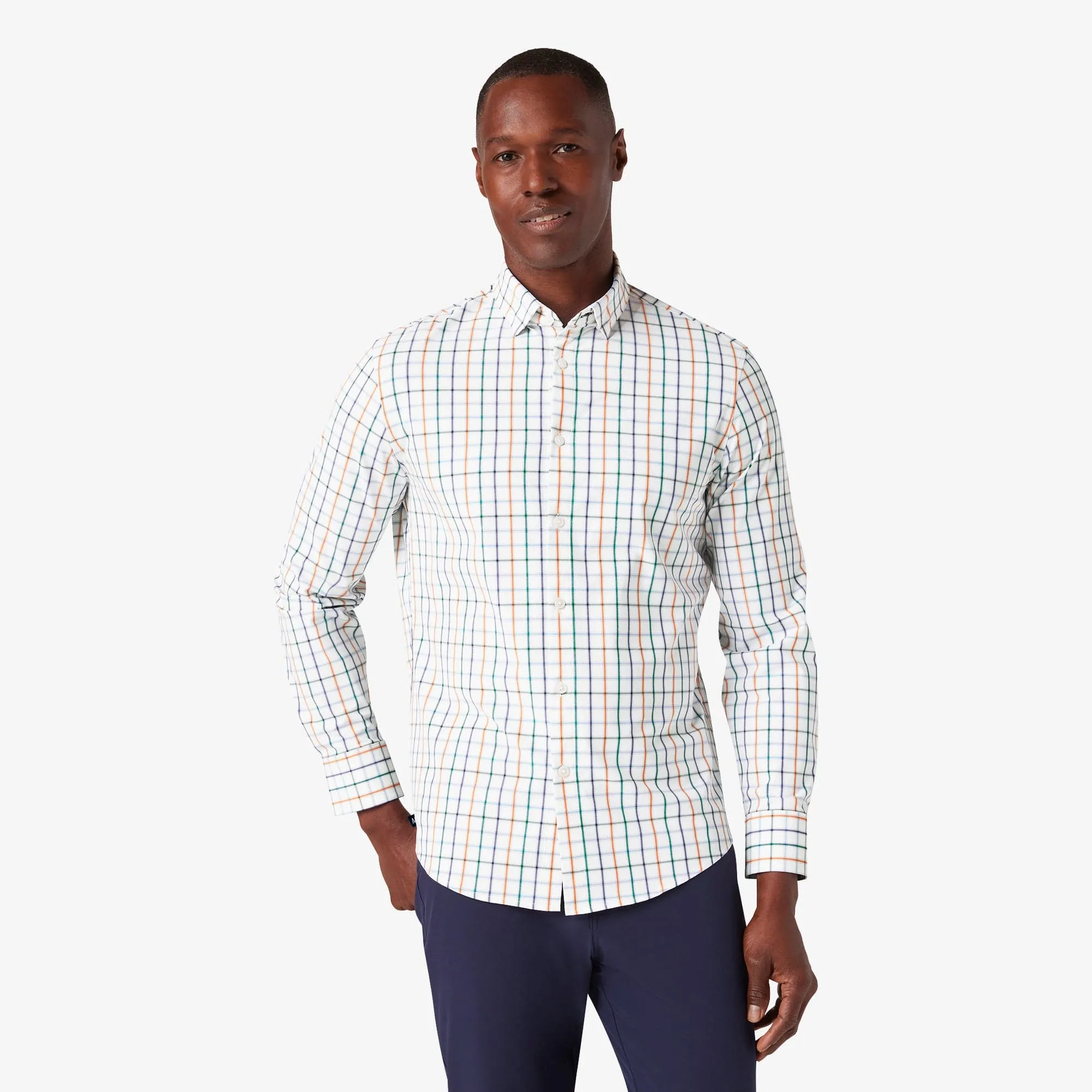 Leeward No Tuck Dress Shirt- White Casita Plaid