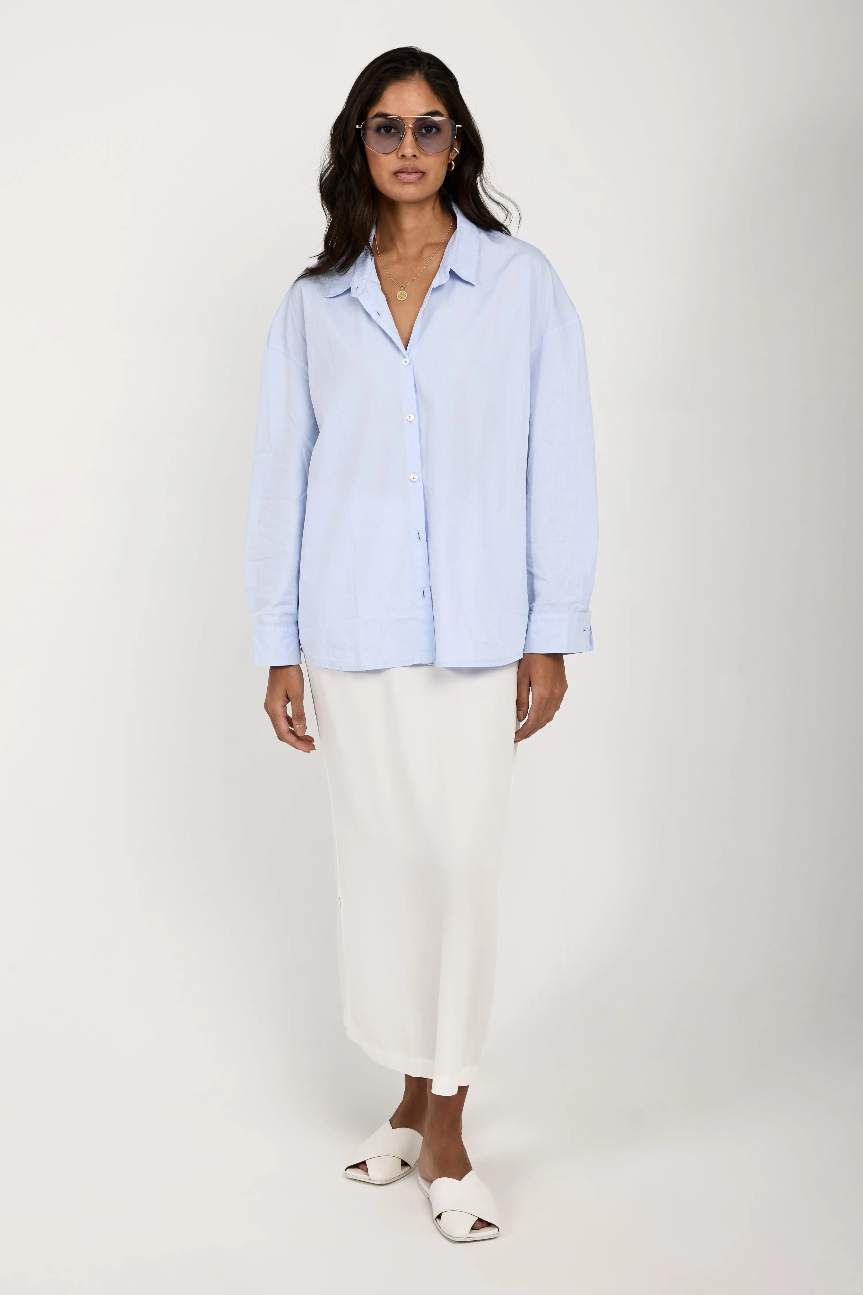 Long Sleeve Cotton Poplin Shirt in Dream