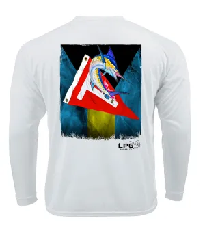 LPG Apparel Co. Bahama Flag Tag & Release Grunge Marlin LS Performance Dri-Fit UPF 50 Rashguard T-Shirt