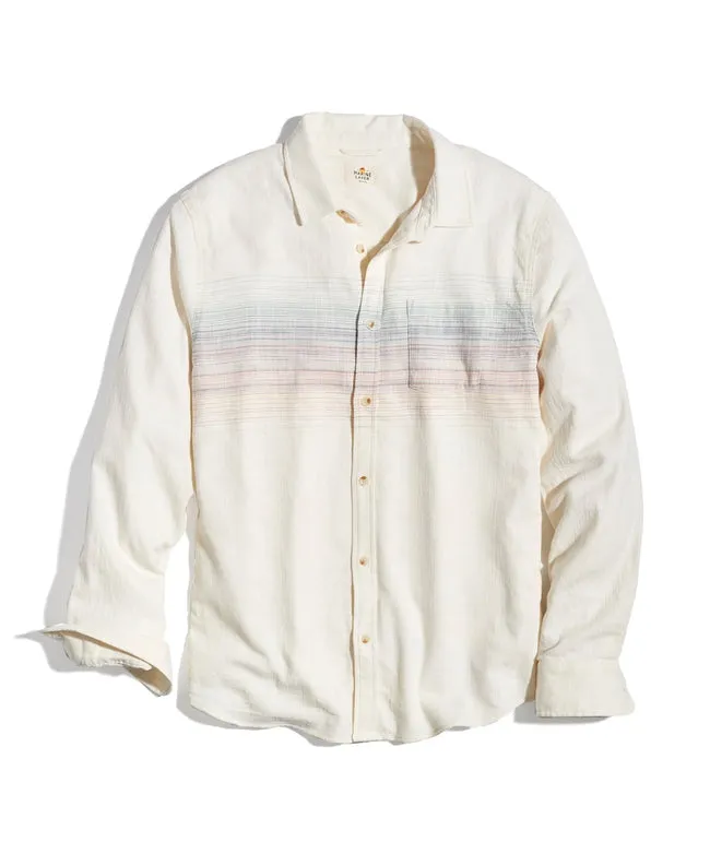 Marine Layer Long Sleeve Classic Stretch Selvage Shirt in Natural Multi Stripe