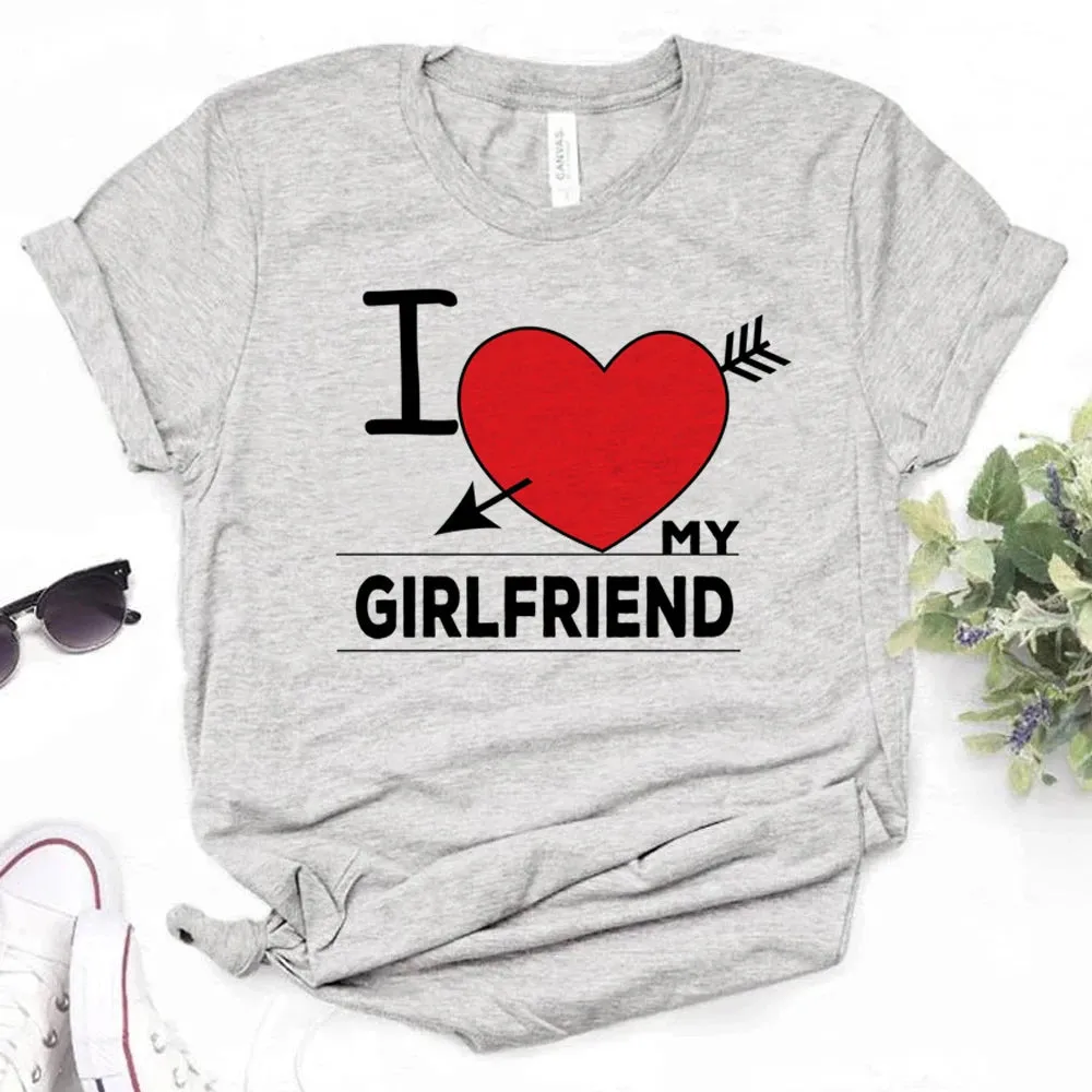 MC - Women’s Manga T-Shirt: "I Love My Girlfriend" graphic with Japanese style design