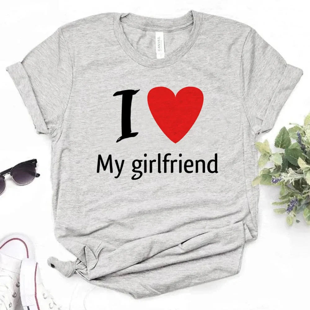 MC - Women’s Manga T-Shirt: "I Love My Girlfriend" graphic with Japanese style design