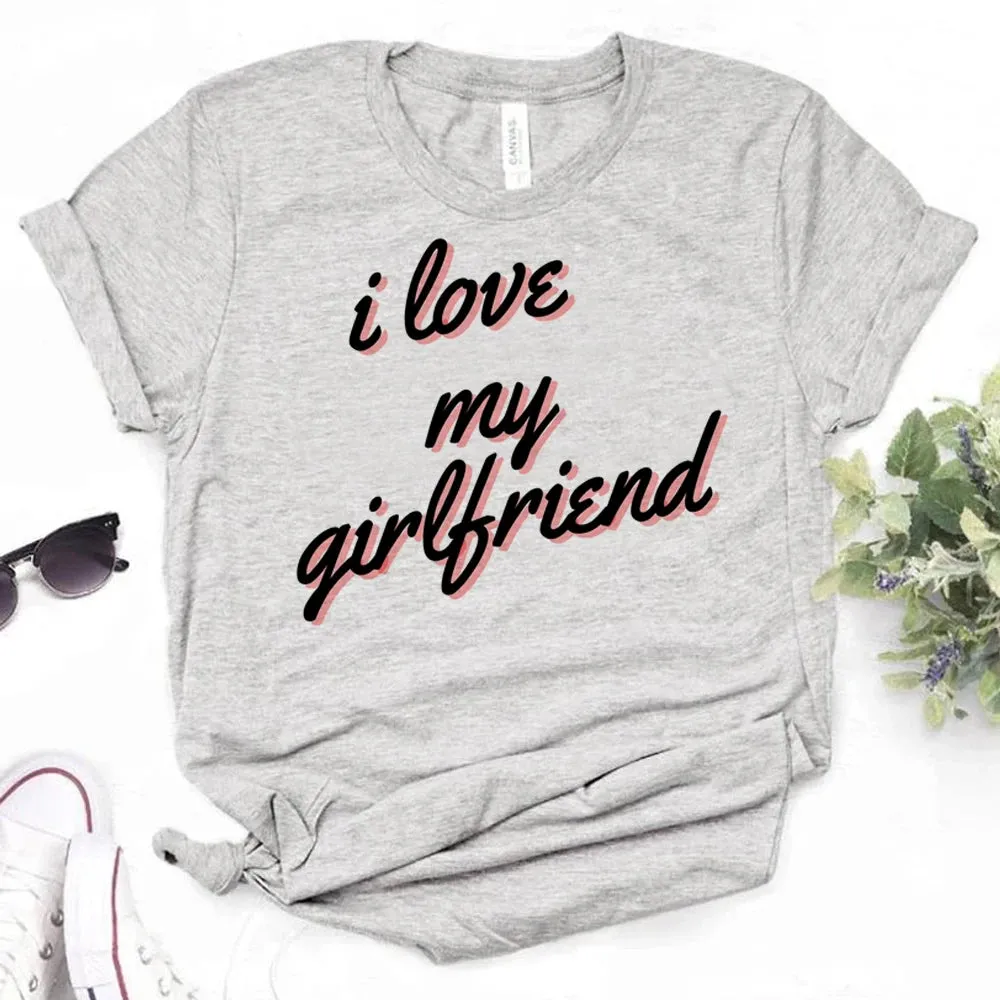 MC - Women’s Manga T-Shirt: "I Love My Girlfriend" graphic with Japanese style design