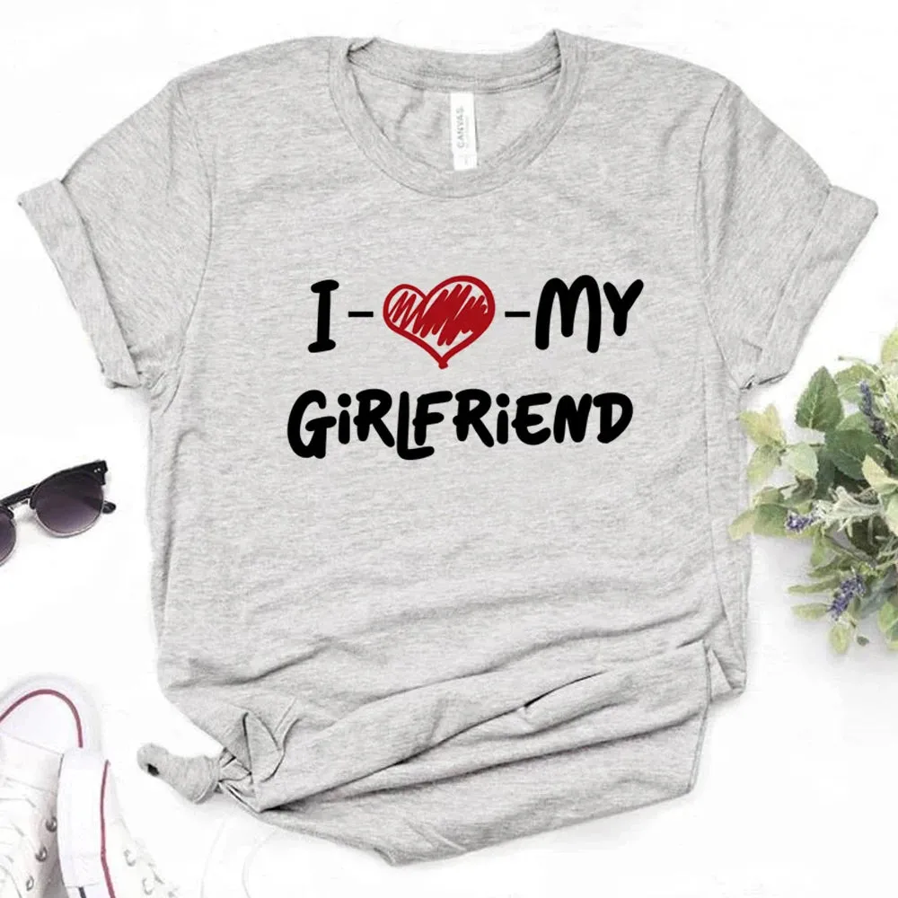 MC - Women’s Manga T-Shirt: "I Love My Girlfriend" graphic with Japanese style design