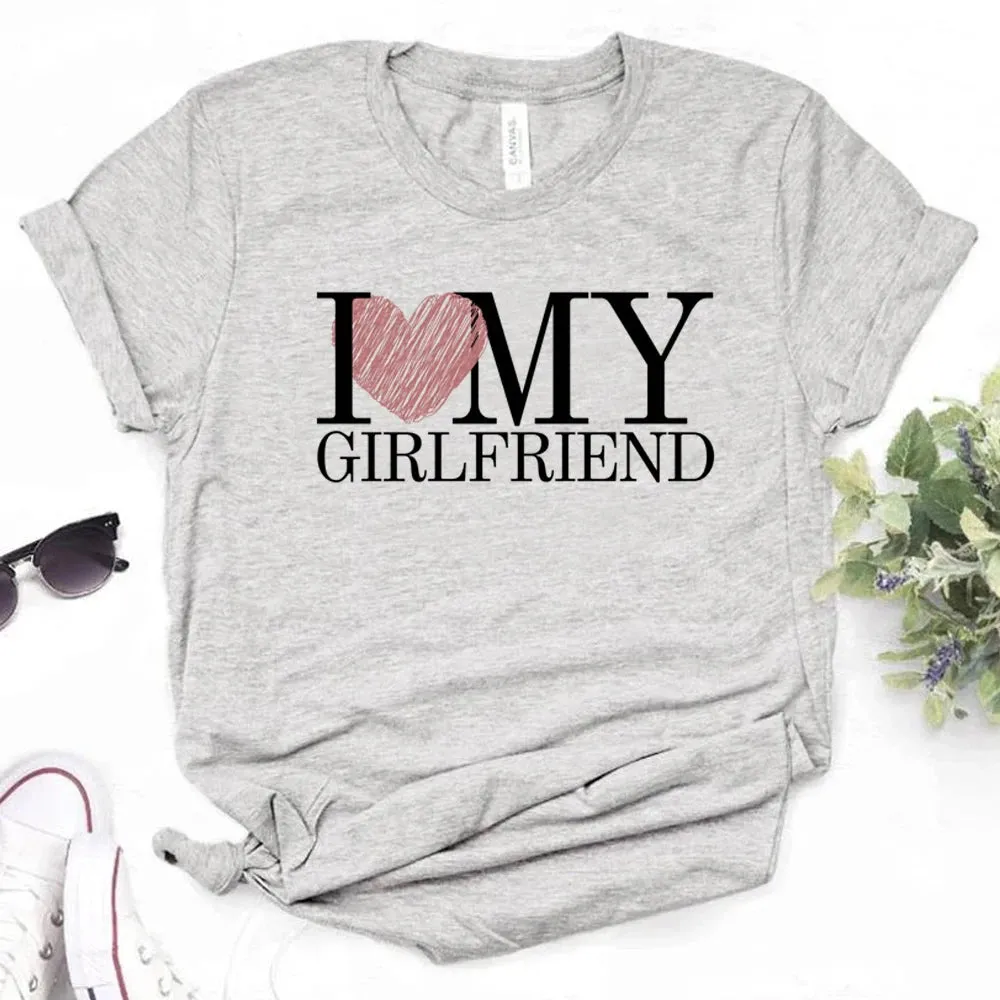 MC - Women’s Manga T-Shirt: "I Love My Girlfriend" graphic with Japanese style design