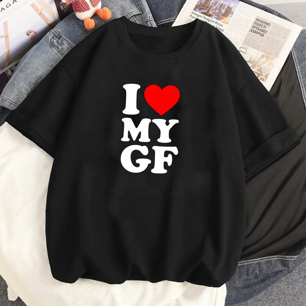 MC - Women’s Manga T-Shirt: "I Love My Girlfriend" graphic with Japanese style design