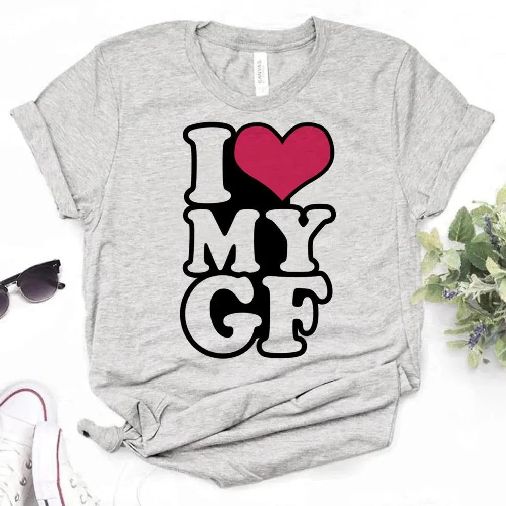 MC - Women’s Manga T-Shirt: "I Love My Girlfriend" graphic with Japanese style design