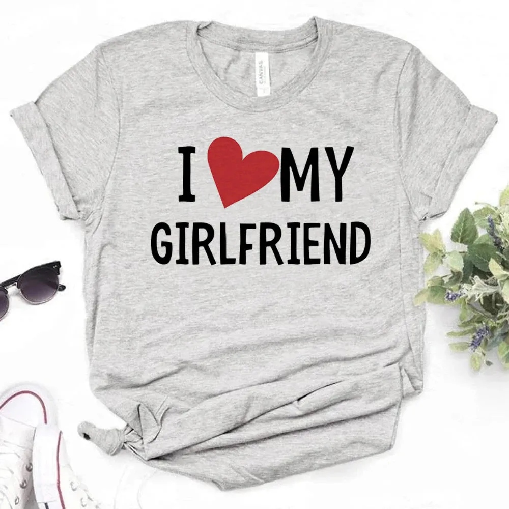 MC - Women’s Manga T-Shirt: "I Love My Girlfriend" graphic with Japanese style design