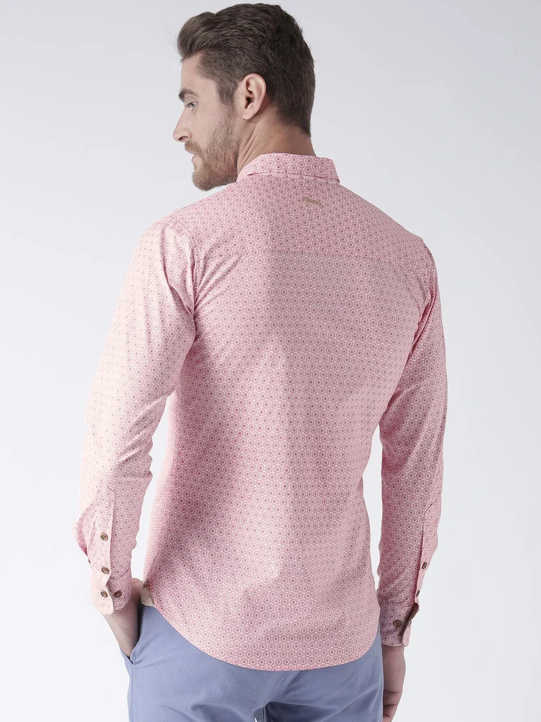 Men Pink Regular Fit Printed Casual Shirt