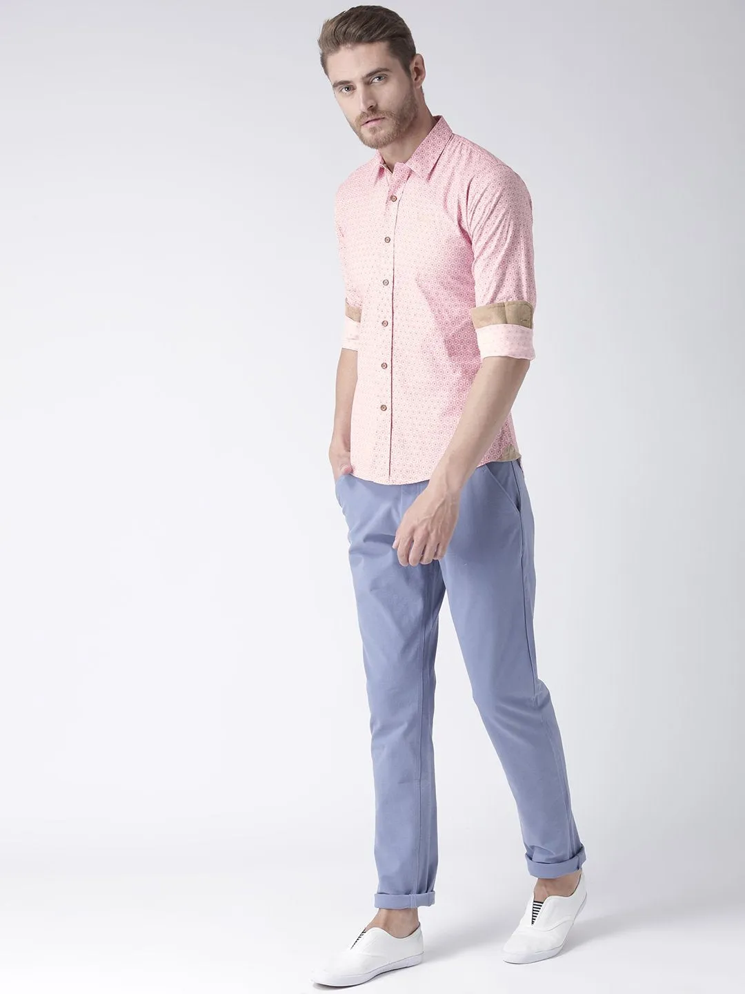 Men Pink Regular Fit Printed Casual Shirt