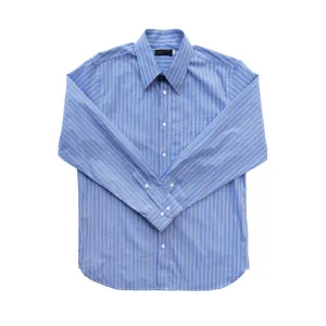 Men's Blue Striped Pointed Collar Shirt